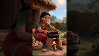 3d animated Village cooking aaloo matar…😋 #villagecooking #food #cooking #naturecooking