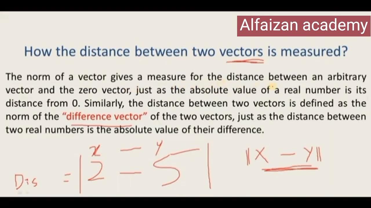 How the distance between two vectors is measured ?? Numerical