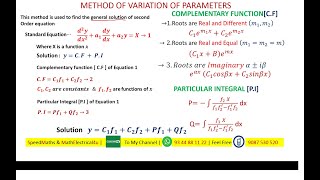 MATHEMATICS-II | DIFFERENTIAL EQUATION  | MVP-METHOD OF VARIATION OF PARAMETERS