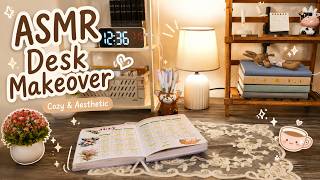 ₊˚Desk Makeover ASMR ✩‧✨ Cozy & Aesthetic ⋆.˚Stationery Organization ♡