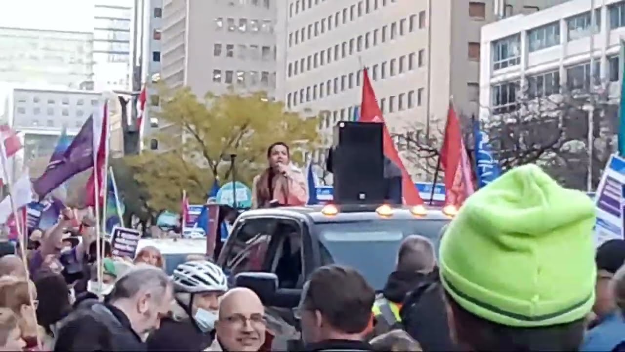 Hands Off Education Workers Collective Bargaining Rights.  In Toronto, Ontario Canada.  1 Nov 2022.