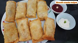 Crispy Creamy Cheesy pocket recipes|Cheese Puff|veg cheesy puff by Mrunal's snacks recipes