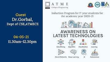Awareness on Latest Technology by Dr Gorabal | Induction Programme 2021