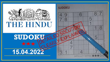 How to Solve 3 Star Hindu  Sudoku Apr 15, 2022 -  Step By Step Solution