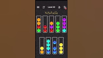 Ball Sort Color Water Puzzle Level 42 Walkthrough 🧪🟡⚪️🔵, #shorts