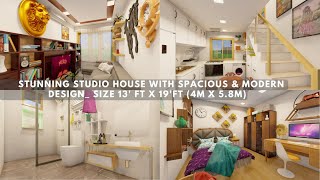 Stunning Studio House with Spacious & Modern Design Size 13'FT X 19'FT 4M X 5 8M #3D Walthrough Stunning Studio House with Spacious & Modern Design Size 13'FT X 19'FT 4M X 5 8M #3D Walthrough