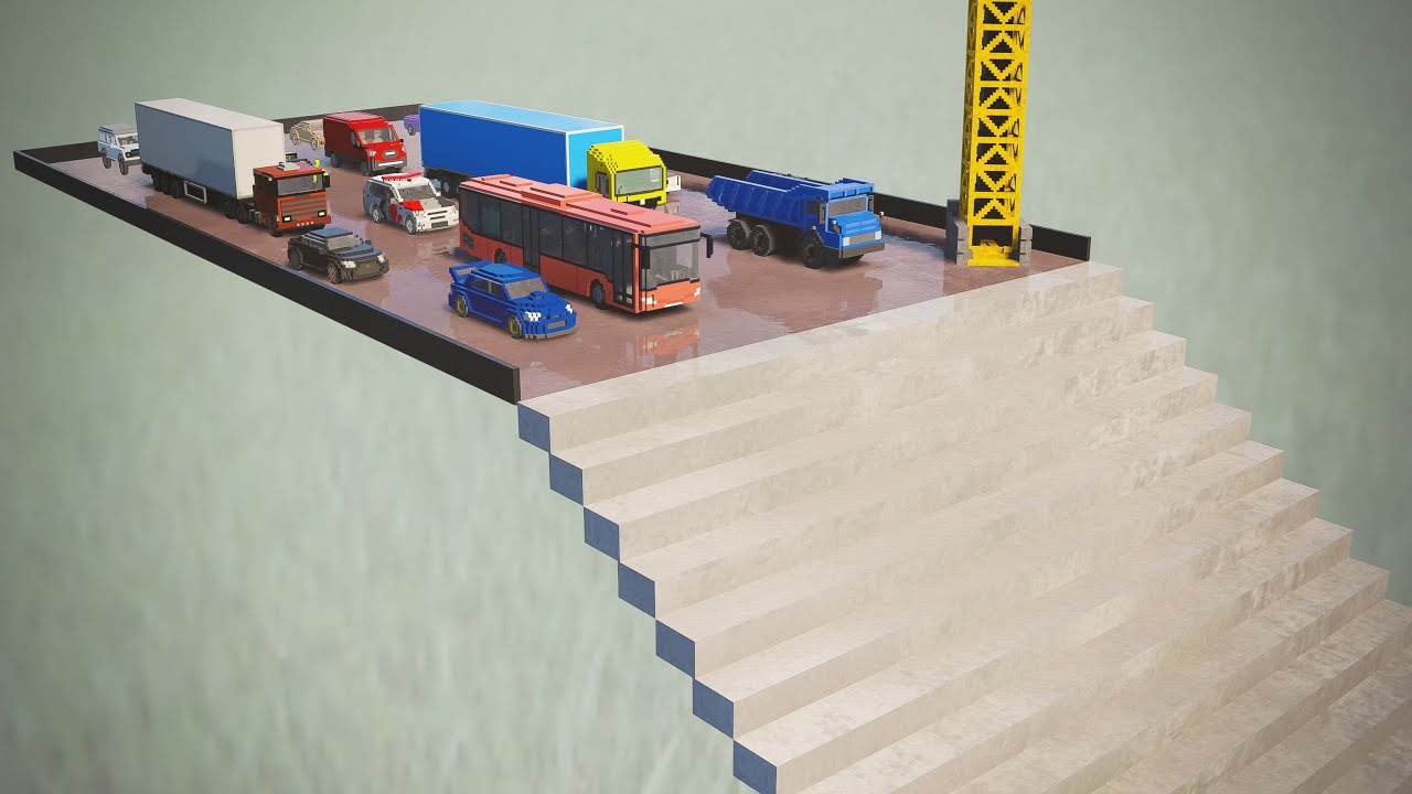 Cars Fall From The Stairs On The Spikes | Teardown