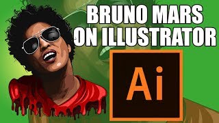 BRUNO MARS on Adobe Illustrator Cartoon Speed Art