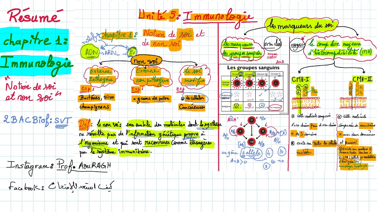 Résumé : chapitre 1 de immunologie le soi et le non soi