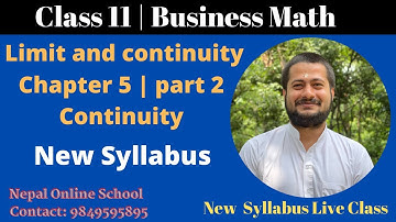 Class 11 Business Math | Chapter 5 Limit and continuity part 2 | Continuity  | New Syllabus