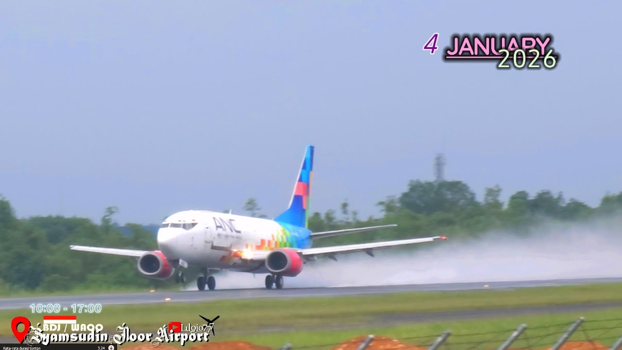 4.1.26🌧️✈️Planespotting Saat Hujan Syamsudin Noor Airport BDJ/WAAO 🔹🔶