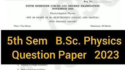 ELECTRONICS ( ANALOG AND DIGITAL )         |       5th Semester    B.Sc. Physics      2023 #calicut