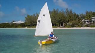 Duo dinghy sailing in the Bahamas