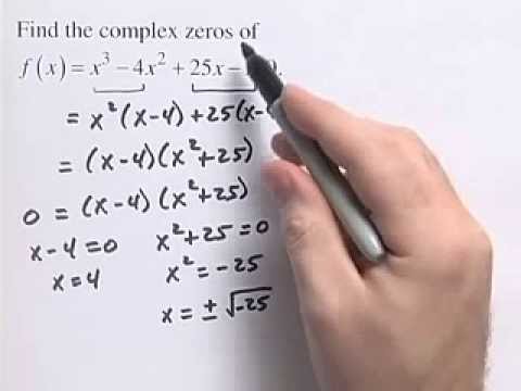 Algebra 2 - Finding Complex Zeros of a Polynomial Function - YouTube