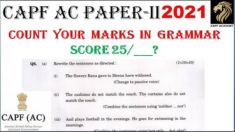 Grammar solution UPSC CAPF AC 2021 Paper-2  || #CAPF #ACADEMY