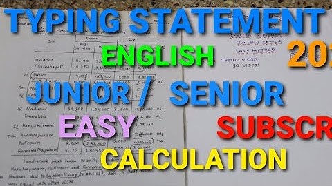 LIVE TYPING ENGLISH SENIOR & JUNIOR STATEMENT EASY CALCULATION 2022@BharathiTnpscTypingStatement