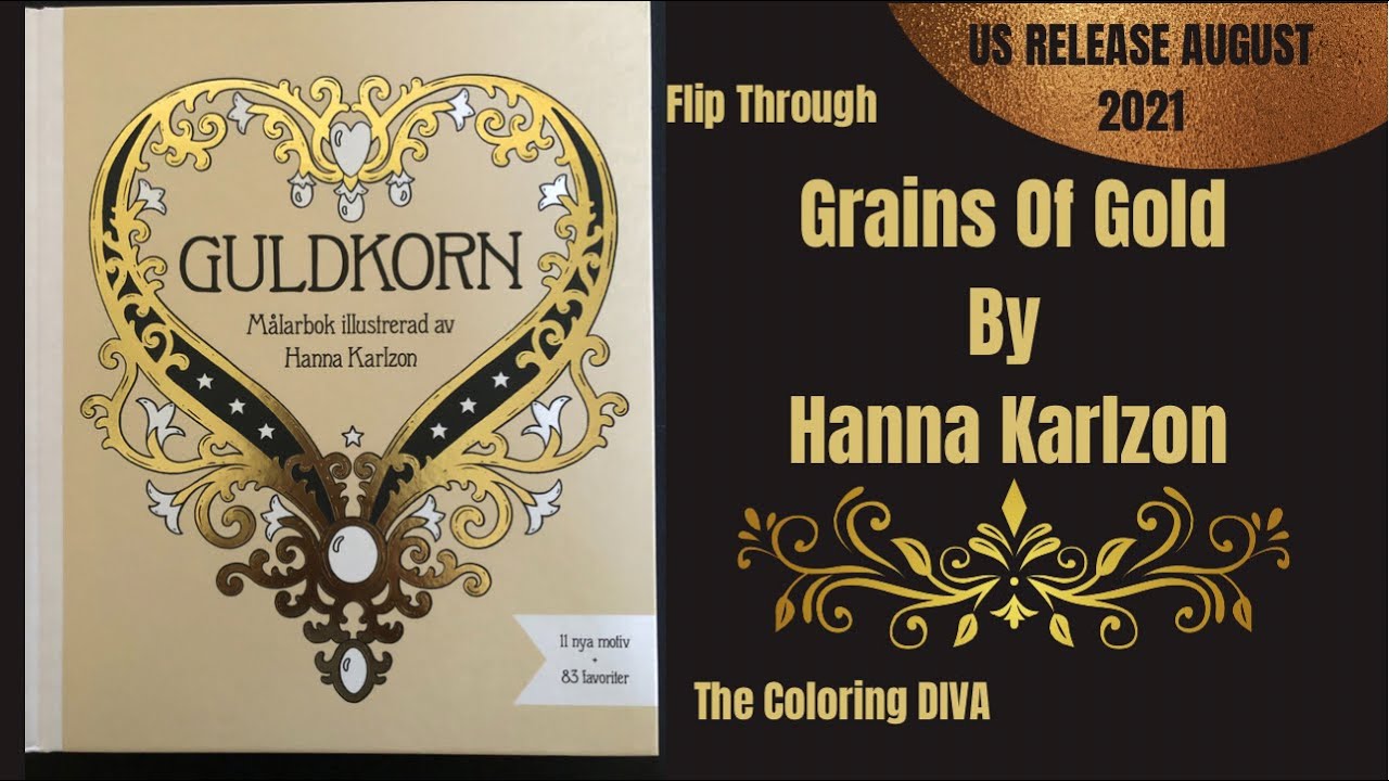 Grains Of Gold (Guldkorn) By Hanna Karlzon ⚜️Adult Coloring Book Flip  Through 