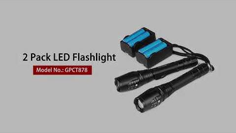 GPCT878 - 2-Pack CREE XML-T6 12000LM LED Flashlight with Rechargeable Batteries