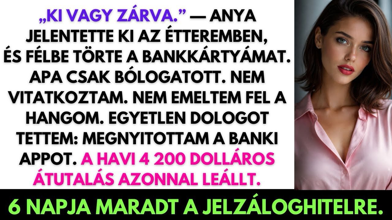 Anya vacsorán elvágta a bankkártyámat — nem tudta, hogy 3 éve én fizetem az életét
