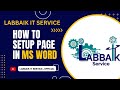 How to setup page in ms word  labbaik it service