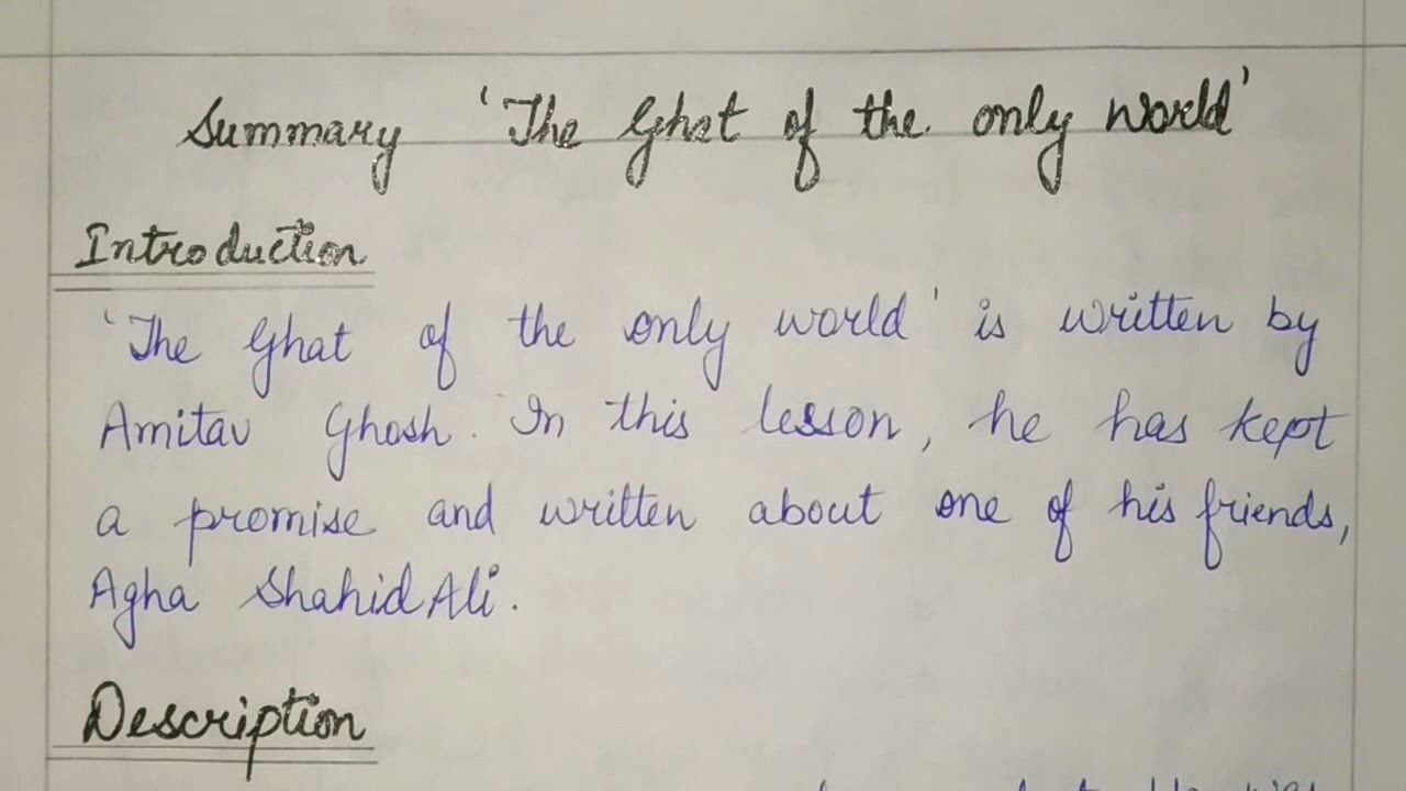 the ghat of the only world summary the ghat of the only world summary