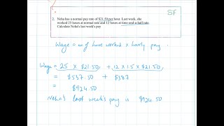 Finding Wages from Hourly Rate including Overtime and Allowances - General Mathematics