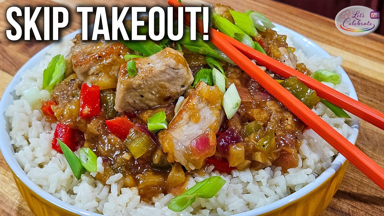 Skip Takeout - Sweet & Sour Pork Rice Bowl (No Frying)