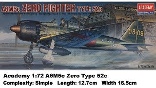 Academy 1:72 Mitsubishi A6M5c Zero Type 52c Kit Review