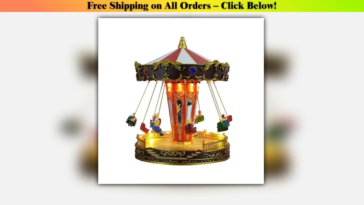 Rotatable LED Christmas Carousel Statue Music Box Decoration Table Centerpiece for Birthday