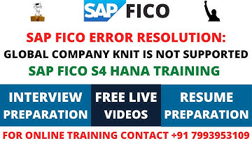 GLOBAL COMPANY KNIT IS NOT SUPPORTED, SAP FICO S4 HANA TRAINING IN ENGLISH AND TELUGU, SAP CO