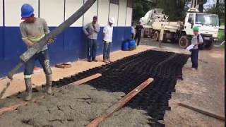 StrataWeb® being infilled with a concrete pump