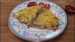 Patatesli Kaşarlı Salamlı Omlet I Patatesli Omlet Tostu