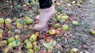 Crystal high heels crushing apple's