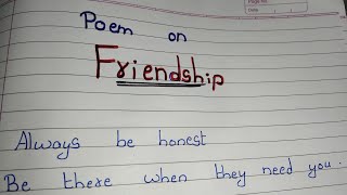 Poem on Friendship / Friendship Poem in english