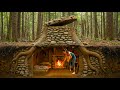 Building a Secret Survival Shelter in the Forest | Primitive Bushcraft
