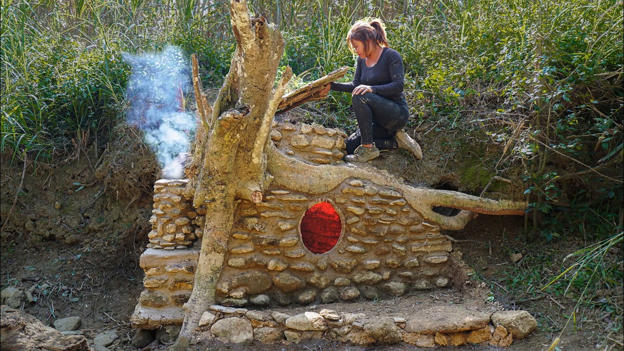 Building a Secret Survival Shelter in the Forest | Primitive Bushcraft