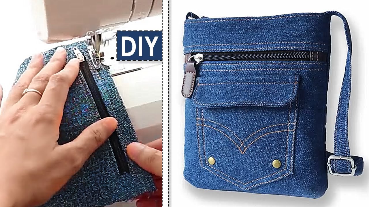 DIY JEANS CROSSBODY BAG SIMPLE RECYCLE Small Woman Purse From Old