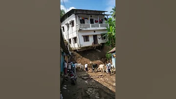 Scary Moment Landslide Leaves House Hanging Landslide Disaster Shortvideo Earthquake 