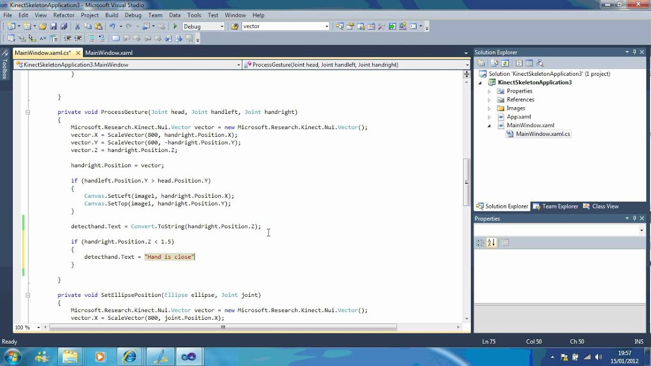 Lesson 11 - Skeletal Depth Data Kinect SDK