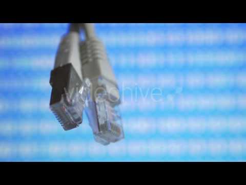 LAN Two Network Cables Over Binary Code V.2 - Stock Footage | VideoHive 15093060