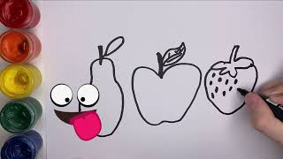 Bolalar uchun mevalarni chizish / Drawing yummy Fruits with song for kids/Рисование Фрукты для Детей