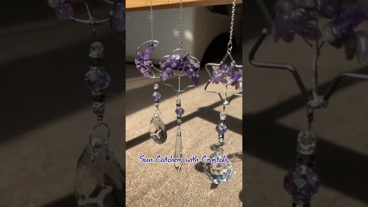 Tree of Life Amethyst Sun Catchers with Crystals