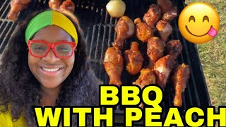 BBQ  ?  WITH PEACH  I HAD NO CLUE WHAT I WAS DOING  BUT THE LEMON  PEPPER RIBS 