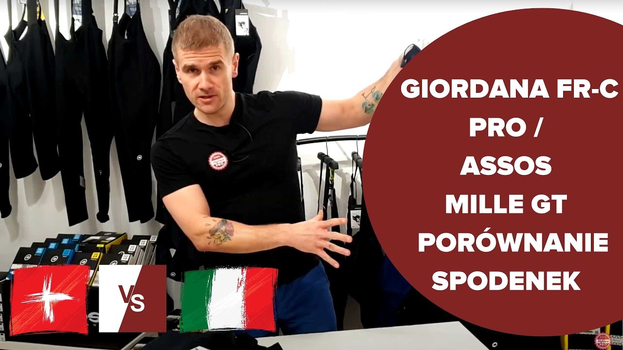 Porównanie spodenek kolarskich Assos Mille GT i Giordana FRC jakość