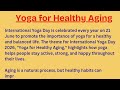 Yoga for Healthy Aging  Theme for International Yoga Day 2026 Essay