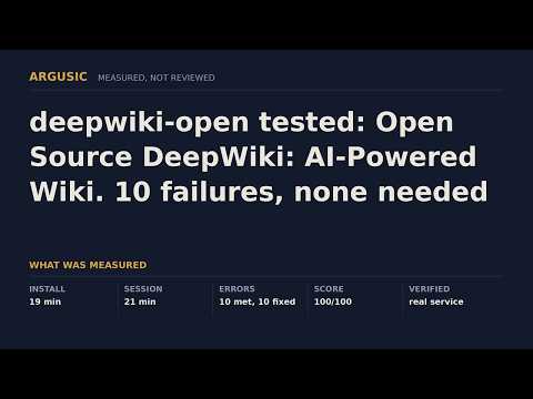 deepwiki-open tested: Open Source DeepWiki: AI-Powered Wiki. 10 failures, none needed a human.