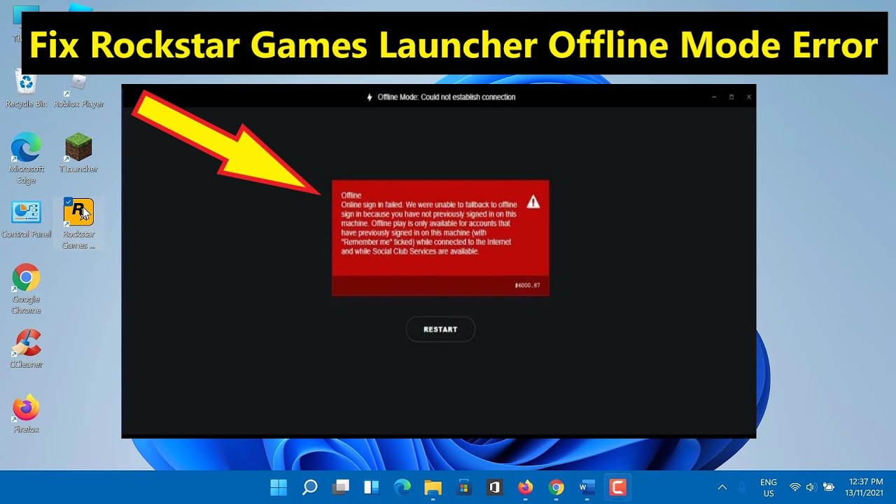 nexon launcher ค้าง  New 2022  Fix Rockstar Games Launcher Offline Mode Error!!