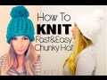 Knitting tutorial  fast  easy chunky knit hat