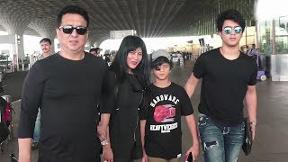 Sajid Nadiadwala With Family-Wife & Sons At Airport