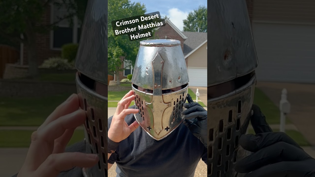 Working on Brother Matthias’ Helmet from Crimson Desert #crimsondesert #cosplay #diycosplay